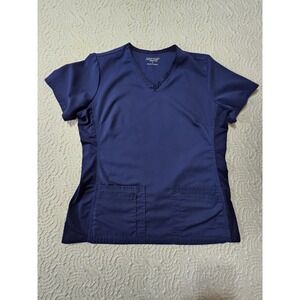 Advantage Nurses' Scrub Top Navy Sz LG Butter Soft Breathable Sides Preowned